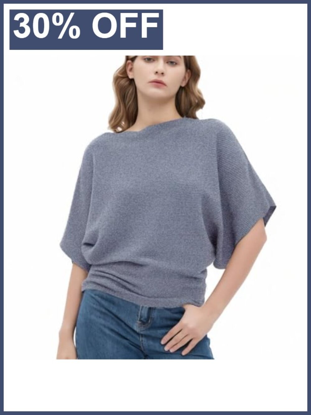 Women's Boat Neck Dolman Sleeve Knit Sweater One Size Pullover